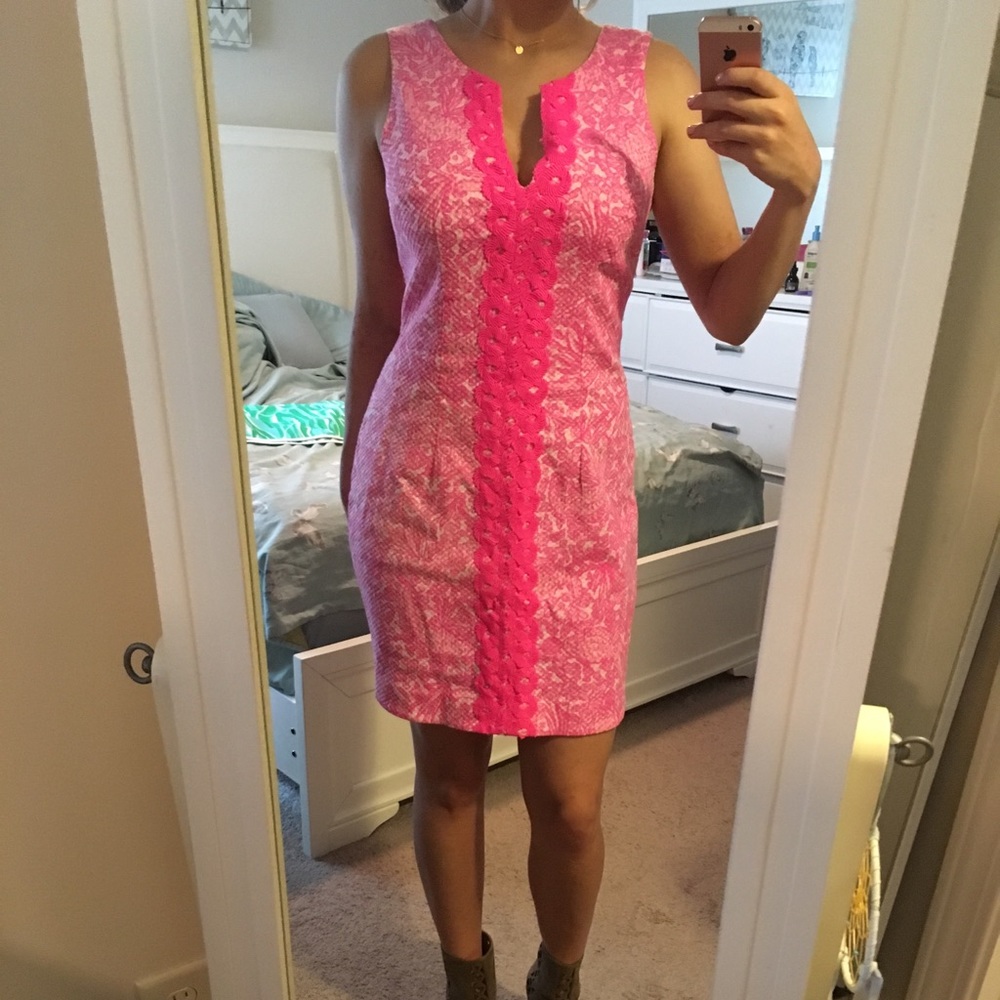 Lilly Pulitzer Pink and White Dress Sz 8